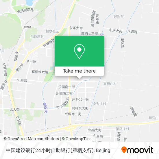 中国建设银行24小时自助银行(雁栖支行) map