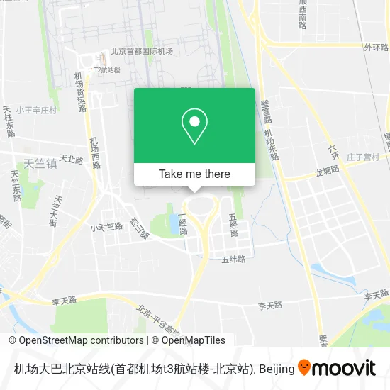 机场大巴北京站线(首都机场t3航站楼-北京站) map