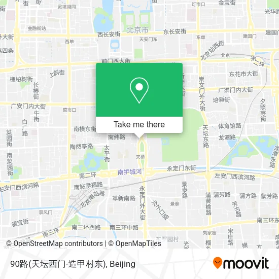 90路(天坛西门-造甲村东) map