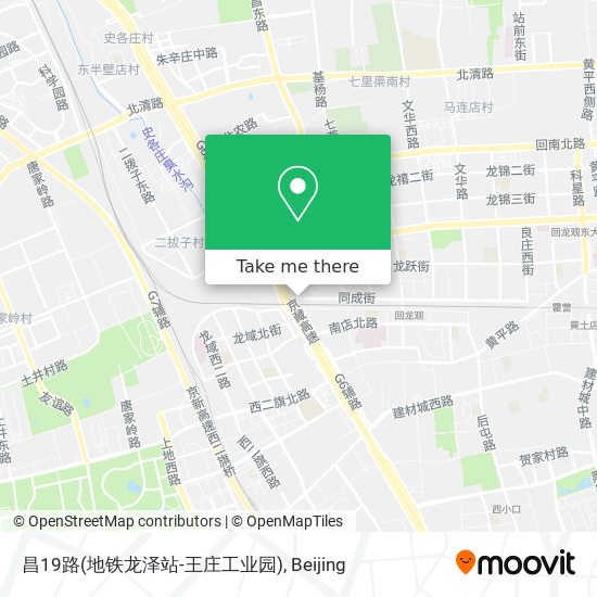 昌19路(地铁龙泽站-王庄工业园) map