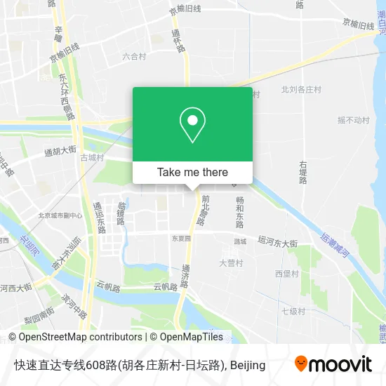 快速直达专线608路(胡各庄新村-日坛路) map