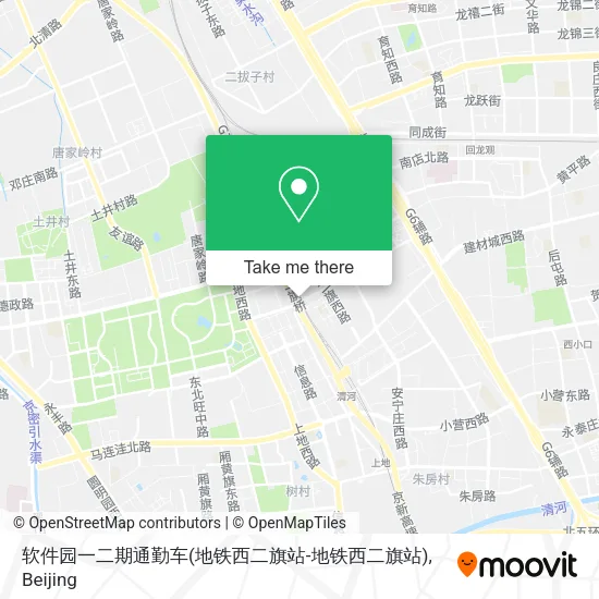 软件园一二期通勤车(地铁西二旗站-地铁西二旗站) map