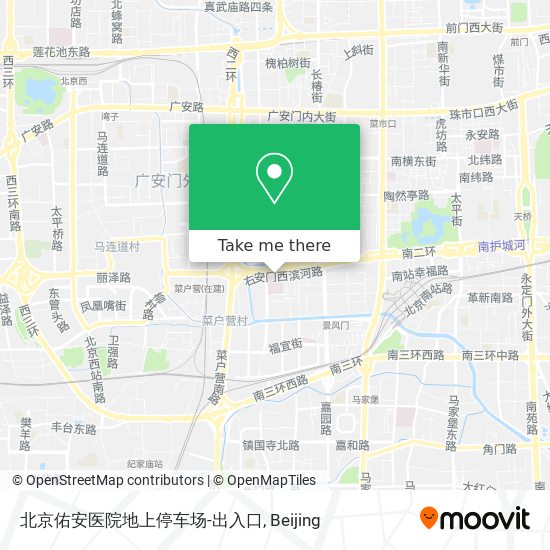 北京佑安医院地上停车场-出入口 map