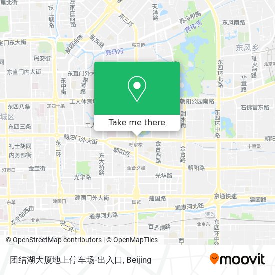 团结湖大厦地上停车场-出入口 map