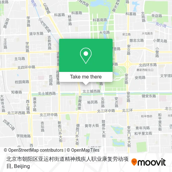 北京市朝阳区亚运村街道精神残疾人职业康复劳动项目 map