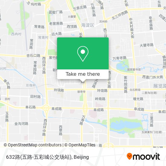 632路(五路-五彩城公交场站) map