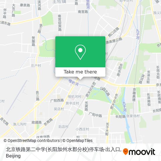 北京铁路第二中学(长阳加州水郡分校)停车场-出入口 map