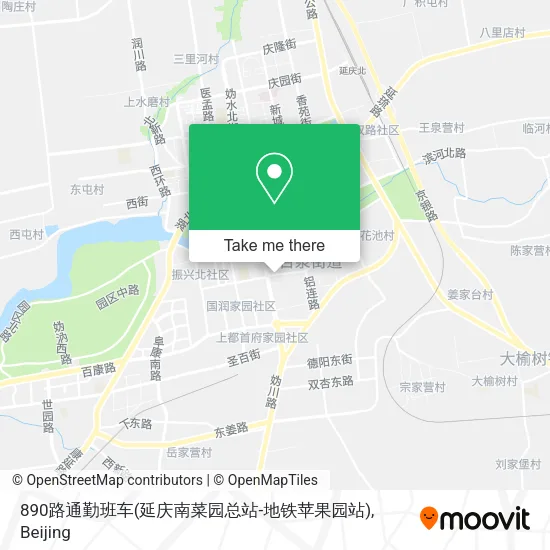 890路通勤班车(延庆南菜园总站-地铁苹果园站) map