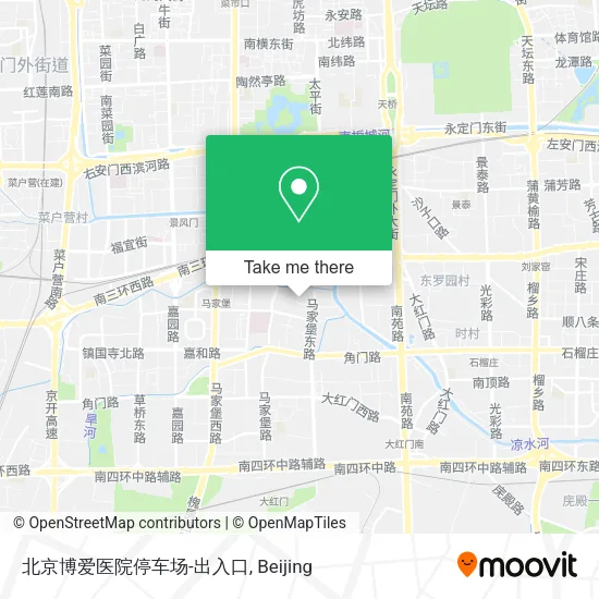 北京博爱医院停车场-出入口 map