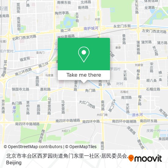 北京市丰台区西罗园街道角门东里一社区-居民委员会 map