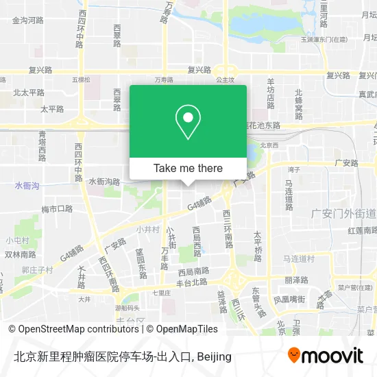 北京新里程肿瘤医院停车场-出入口 map