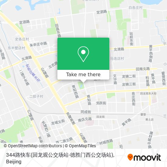 344路快车(回龙观公交场站-德胜门西公交场站) map