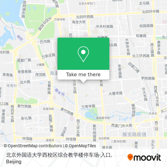 北京外国语大学西校区综合教学楼停车场-入口 map