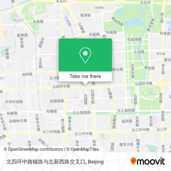 北四环中路辅路与志新西路交叉口 map
