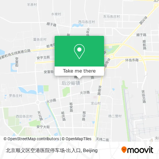 北京顺义区空港医院停车场-出入口 map