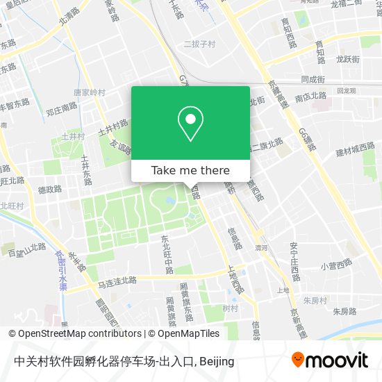 中关村软件园孵化器停车场-出入口 map