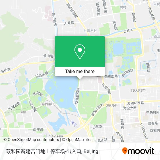 颐和园新建宫门地上停车场-出入口 map