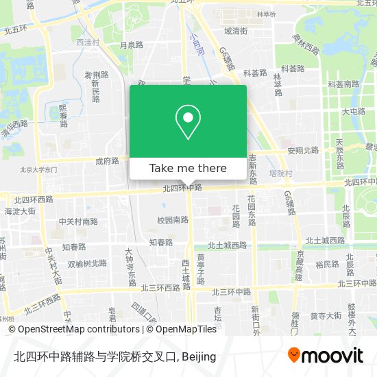 北四环中路辅路与学院桥交叉口 map