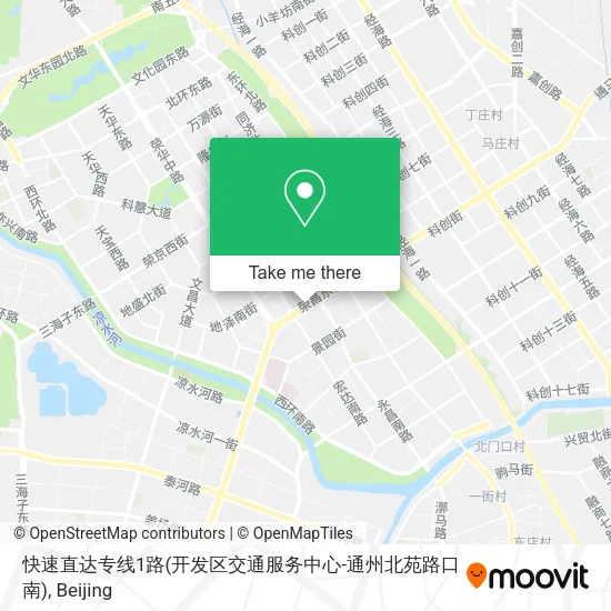 快速直达专线1路(开发区交通服务中心-通州北苑路口南) map