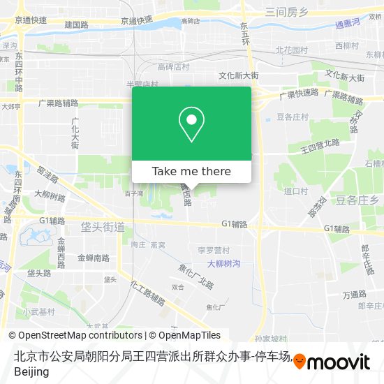 北京市公安局朝阳分局王四营派出所群众办事-停车场 map