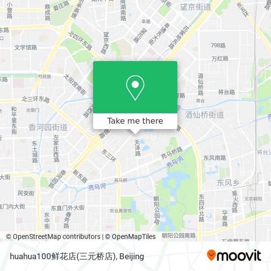 huahua100鲜花店(三元桥店) map