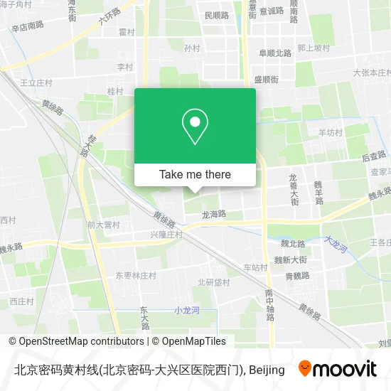北京密码黄村线(北京密码-大兴区医院西门) map