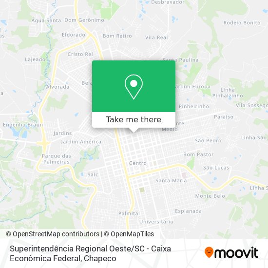 Mapa Superintendência Regional Oeste / SC - Caixa Econômica Federal