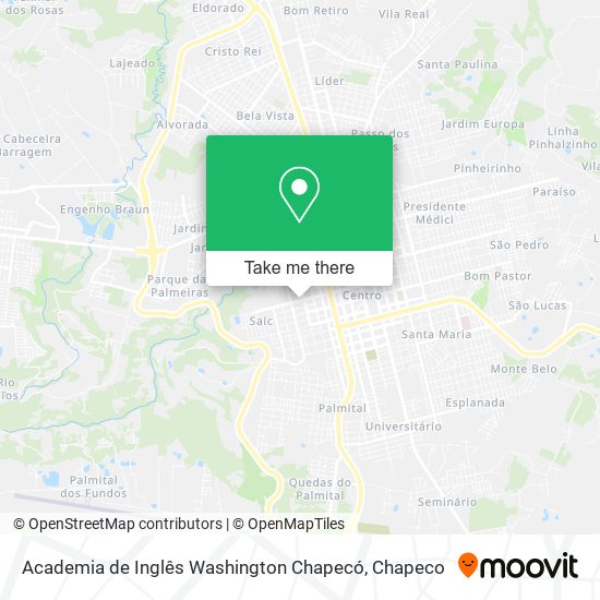 Mapa Academia de Inglês Washington Chapecó