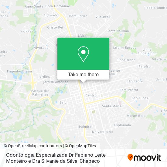 Mapa Odontologia Especializada Dr Fabiano Leite Monteiro e Dra Silvanie da Silva