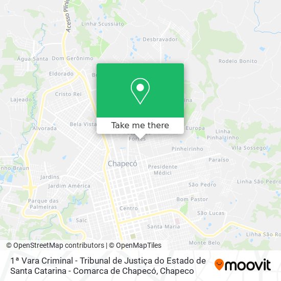 1ª Vara Criminal - Tribunal de Justiça do Estado de Santa Catarina - Comarca de Chapecó map