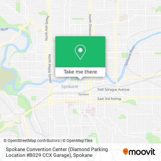 Mapa de Spokane Convention Center (Diamond Parking Location #B029 CCX Garage)