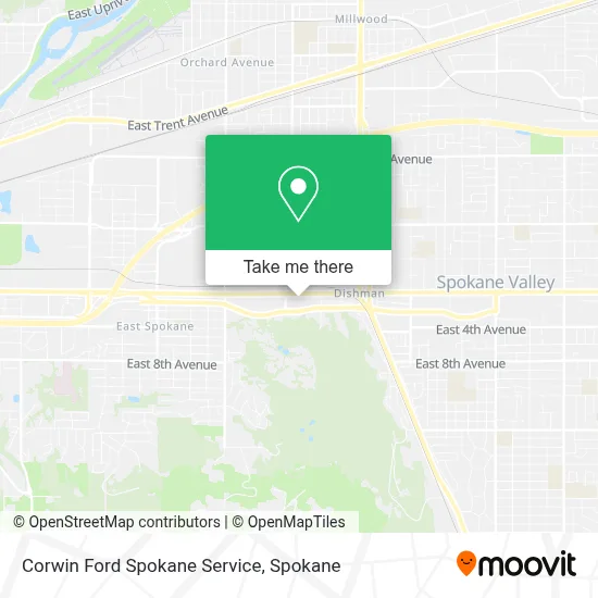 Corwin Ford Spokane Service map