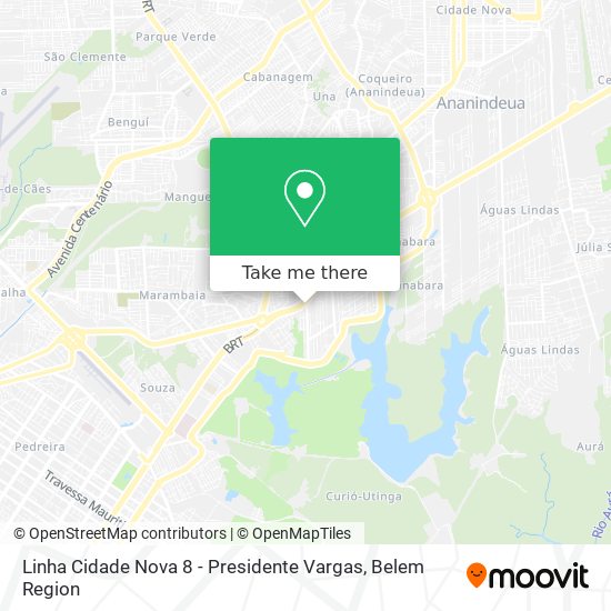 Linha Cidade Nova 8 - Presidente Vargas map