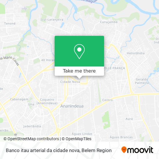 Mapa Banco itau arterial da cidade nova