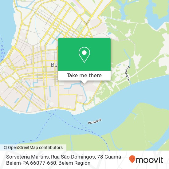 Mapa Sorveteria Martins, Rua São Domingos, 78 Guamá Belém-PA 66077-650