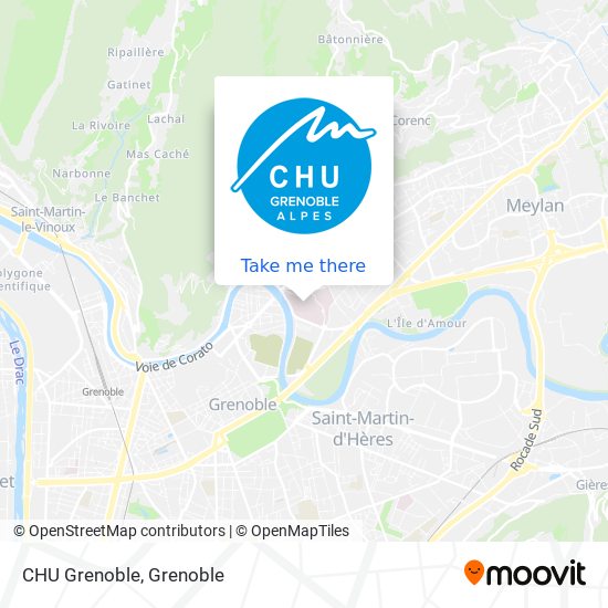 Mapa CHU Grenoble