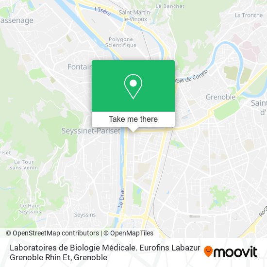 Mapa Laboratoires de Biologie Médicale. Eurofins Labazur Grenoble Rhin Et