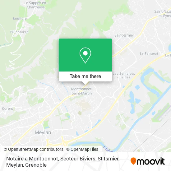 Notaire à Montbonnot, Secteur Biviers, St Ismier, Meylan map