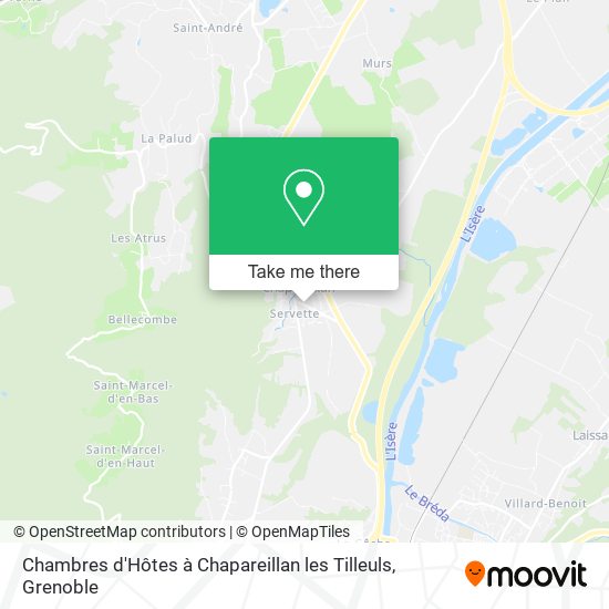 Chambres d'Hôtes à Chapareillan les Tilleuls map