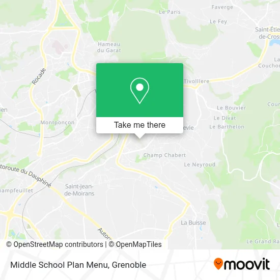 Middle School Plan Menu map