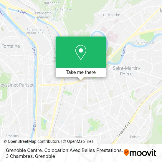 Grenoble Centre. Colocation Avec Belles Prestations. 3 Chambres map