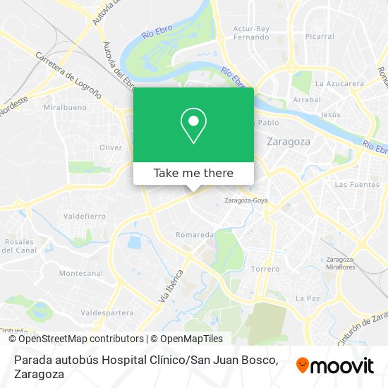 mapa Parada autobús Hospital Clínico / San Juan Bosco