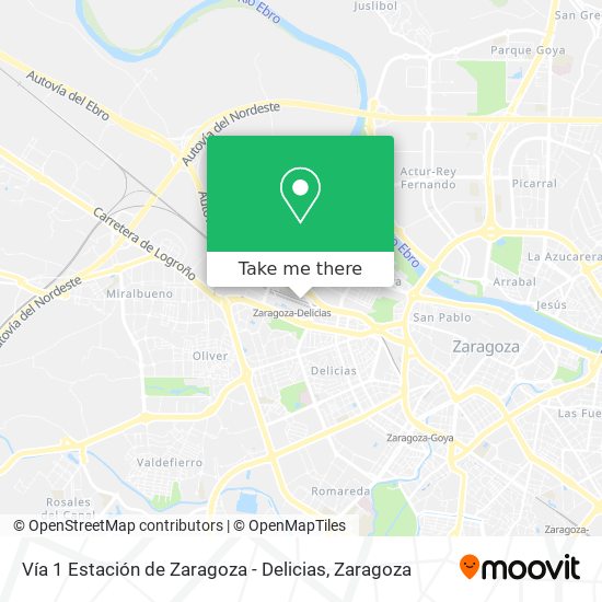 mapa Vía 1 Estación de Zaragoza - Delicias