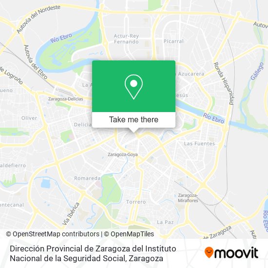 Dirección Provincial de Zaragoza del Instituto Nacional de la Seguridad Social map