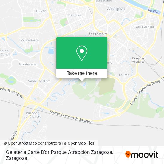 mapa Gelateria Carte D'or Parque Atracción Zaragoza