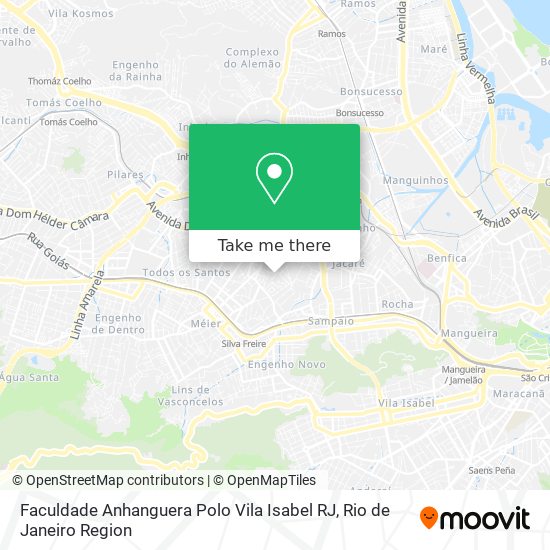 Faculdade Anhanguera Polo Vila Isabel RJ map