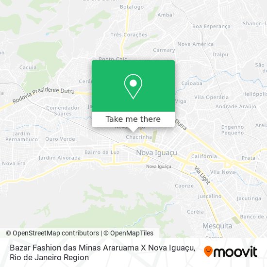 Mapa Bazar Fashion das Minas Araruama X Nova Iguaçu
