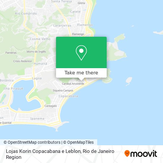 Mapa Lojas Korin Copacabana e Leblon