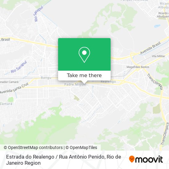 Mapa Estrada do Realengo / Rua Antônio Penido