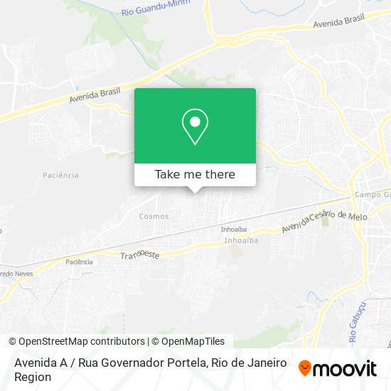 Mapa Avenida A / Rua Governador Portela